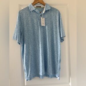 Tasc Men's Light Blue Printed Polo Shirt Golf Shirt Cloud Polo Heather Course L